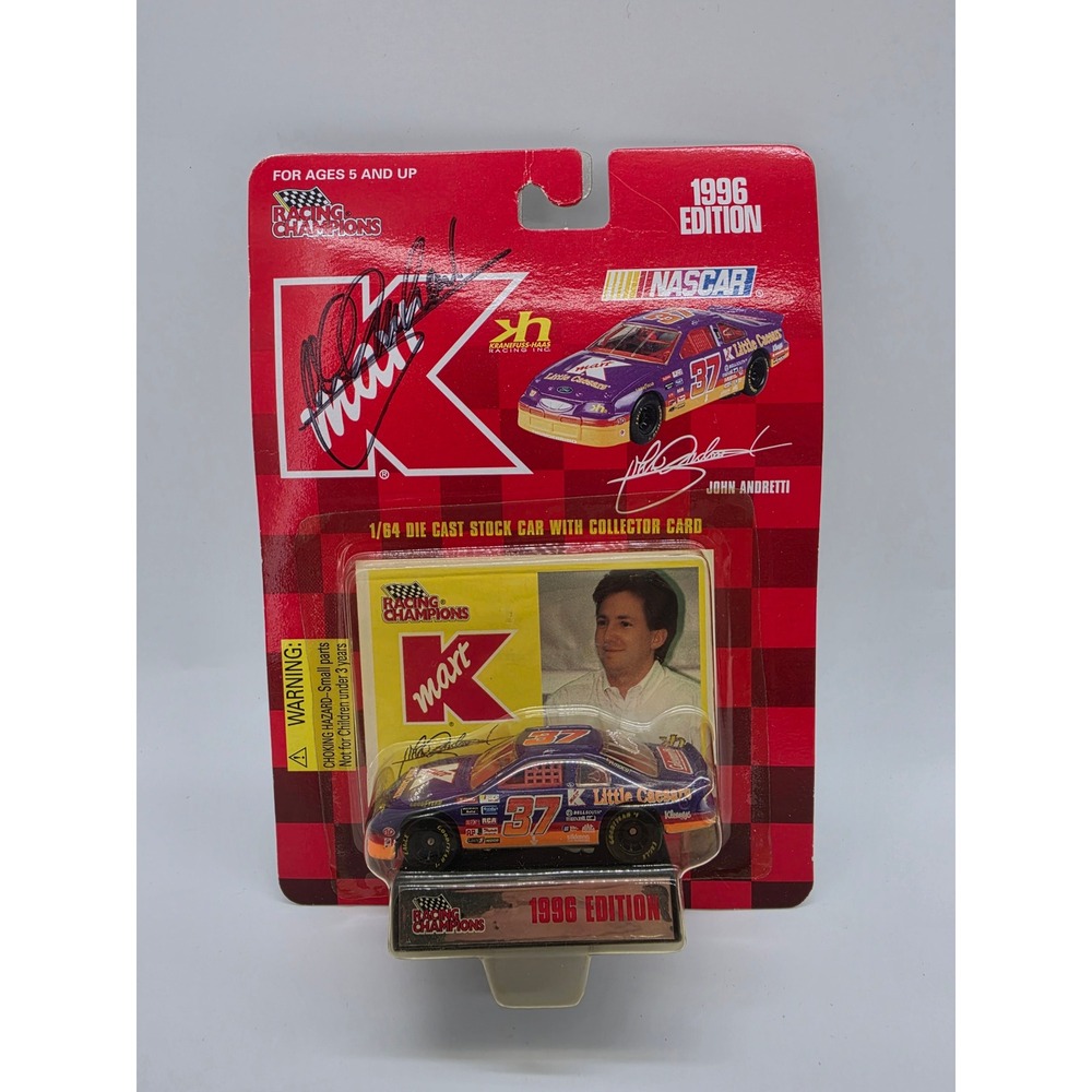 Racing Champions 1996 John Andretti 37 Kmart Little Caesars Autographed car 1:64